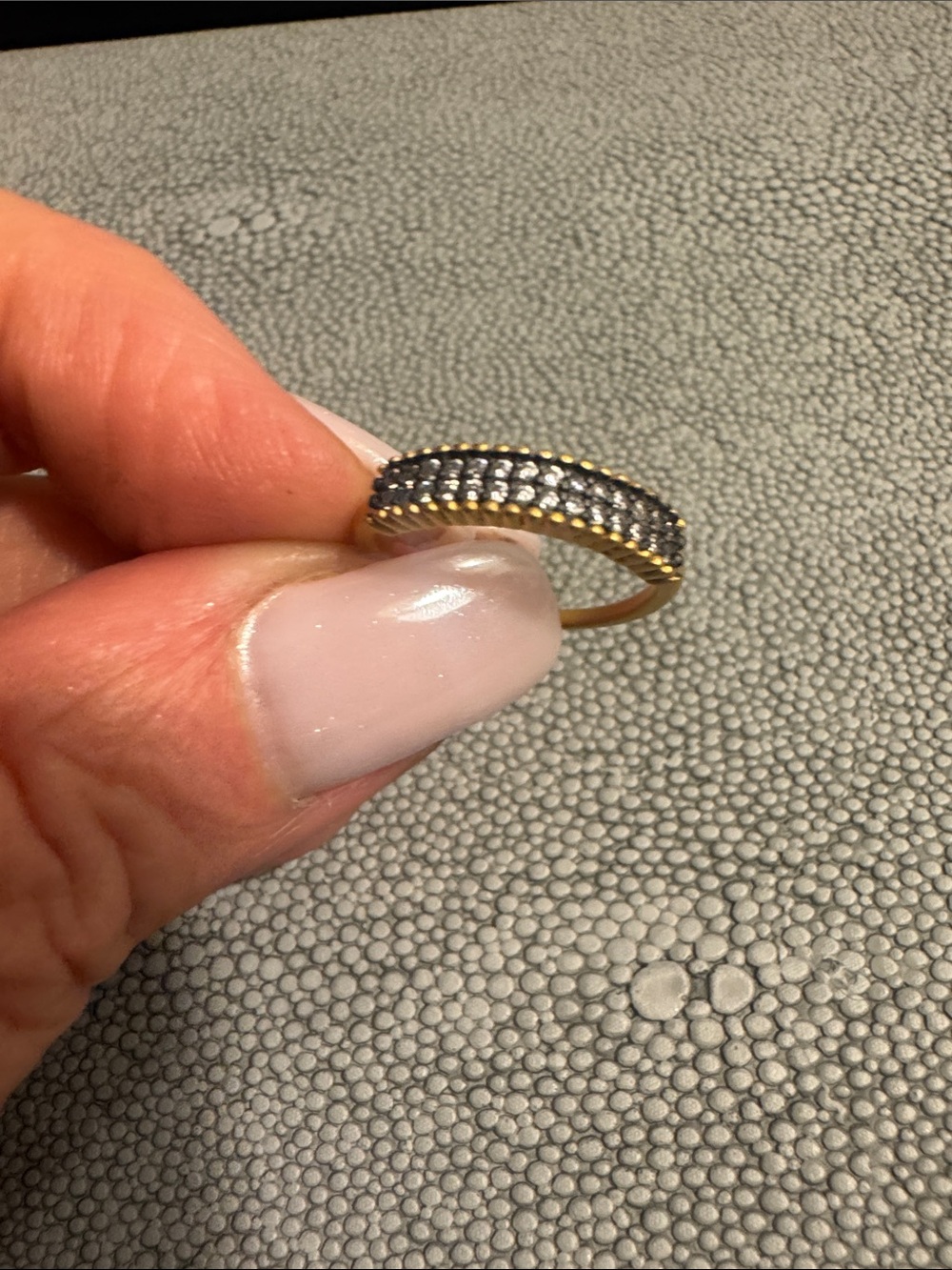 Gold-Tone Pavé Crystal Stack Ring in Gold and Silver